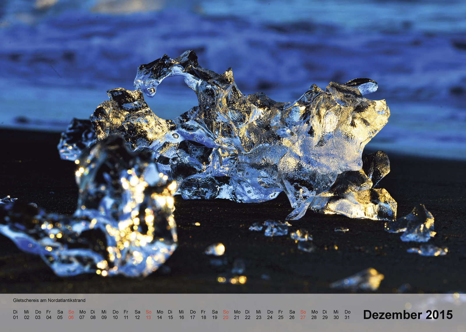 Gletschereis am Nordatlantikstrand | Island | Kalender 2015 - Dezember