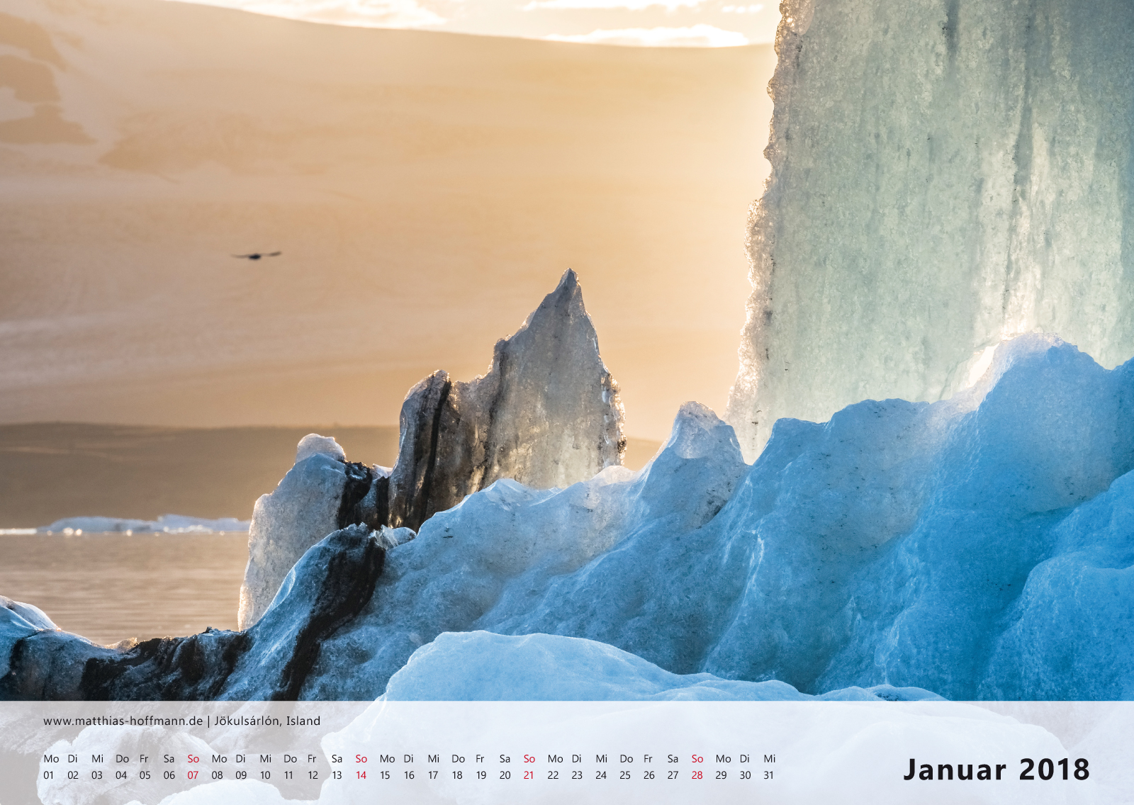 Jökulsárlón, Island | Kalender 2018 - Januar