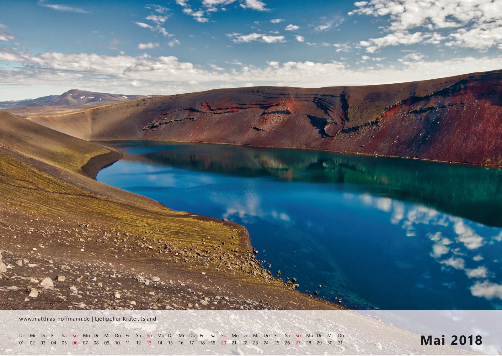 Ljótipollur Krater, Island | Kalender 2018 - Mai