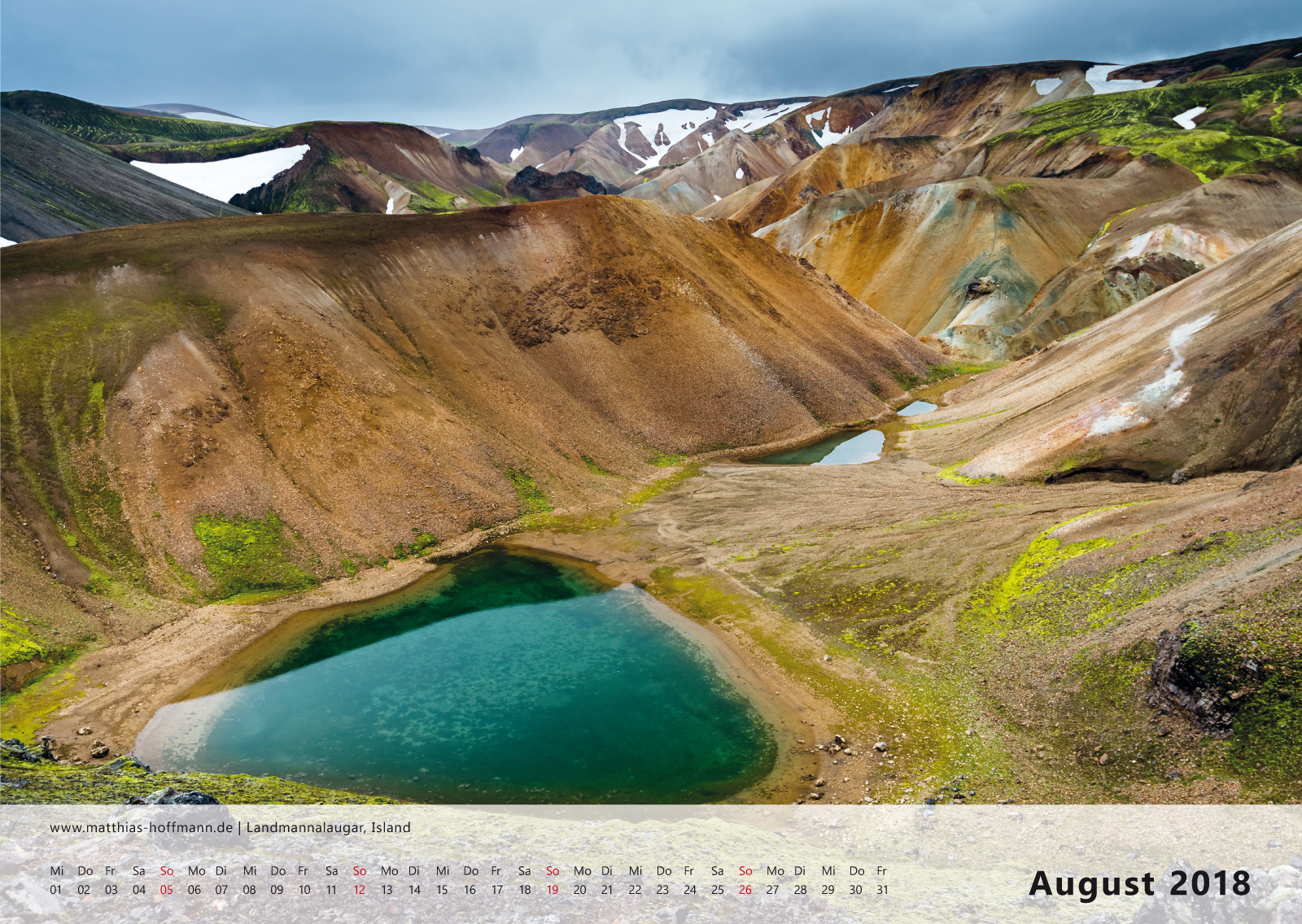Landmannalaugar, Island | Kalender 2018 - August