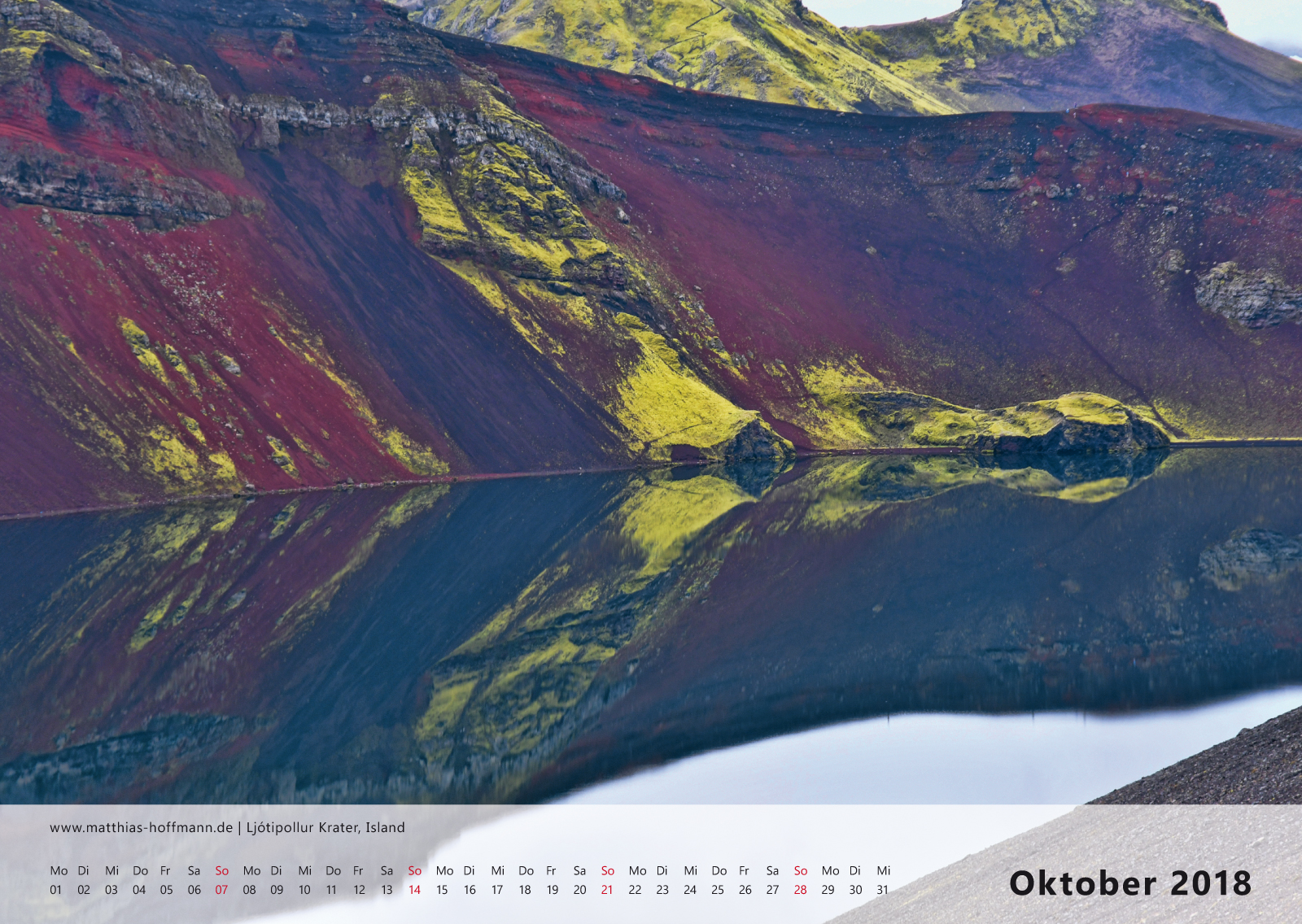 Ljótipollur Krater, Island | Kalender 2018 - Oktober